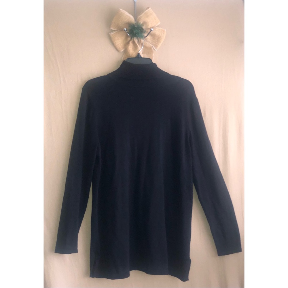 Soft long black cotton turtleneck T-Shirt Dress